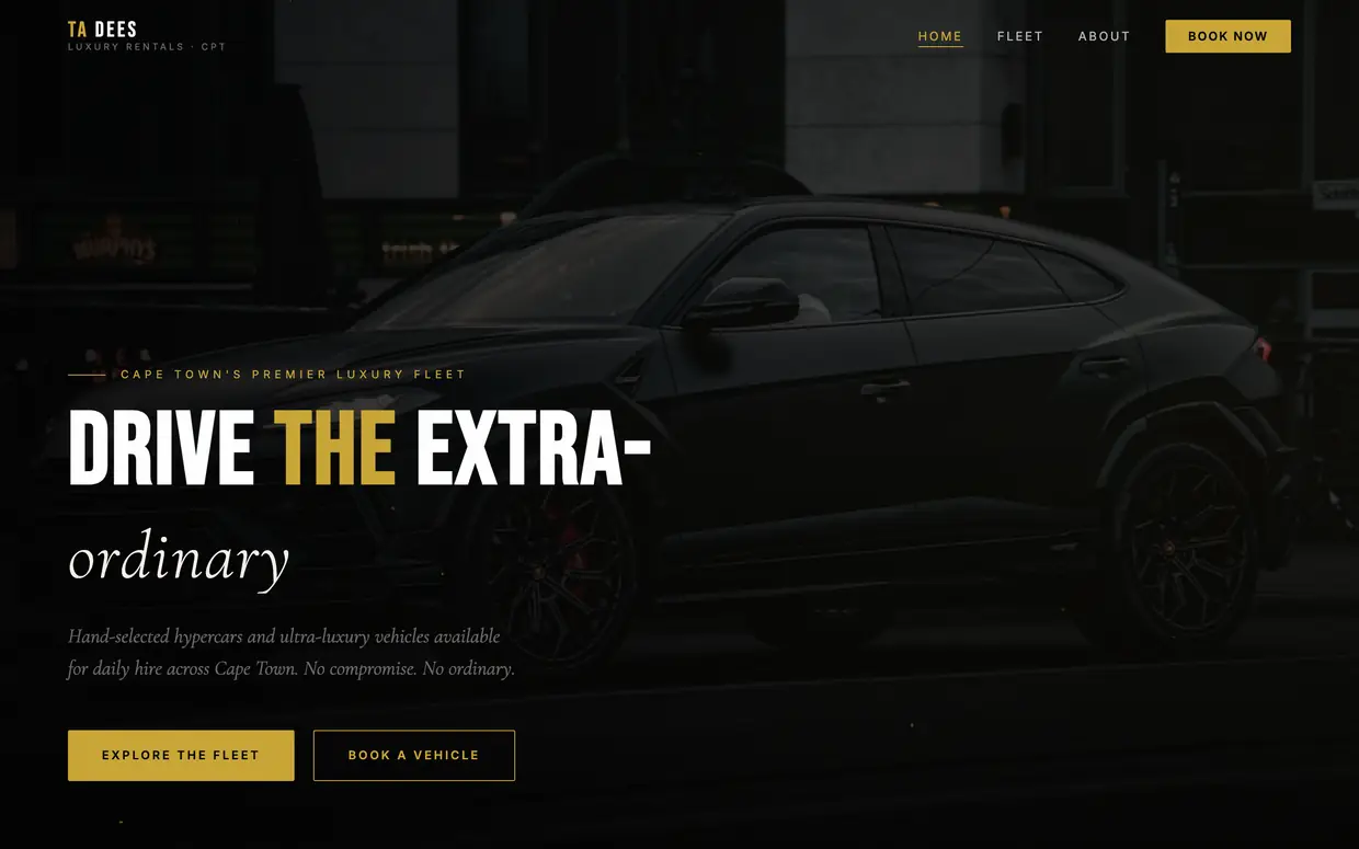 Ta Dees Luxury Rentals website built by Andritha Online